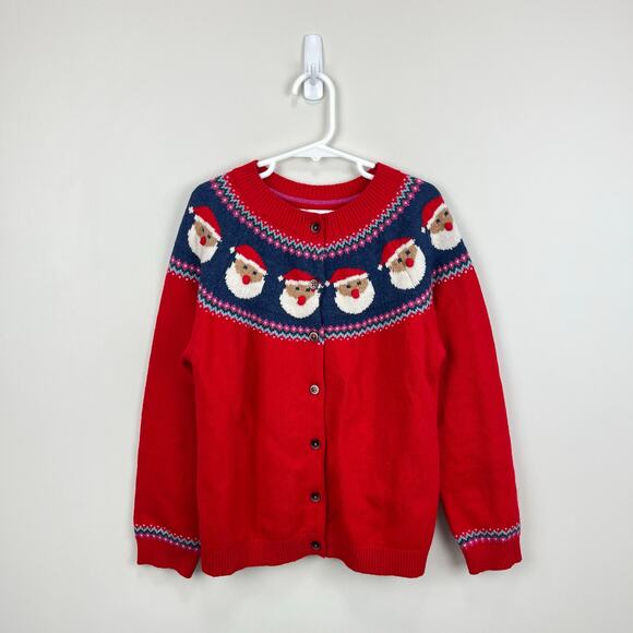 Mini Boden Fun Fair Isle Cardigan Red Father Christmas 9-10 - Picture 1 of 7